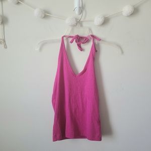 Old Navy Pink Ribbed Knit Halter Top Size Medium